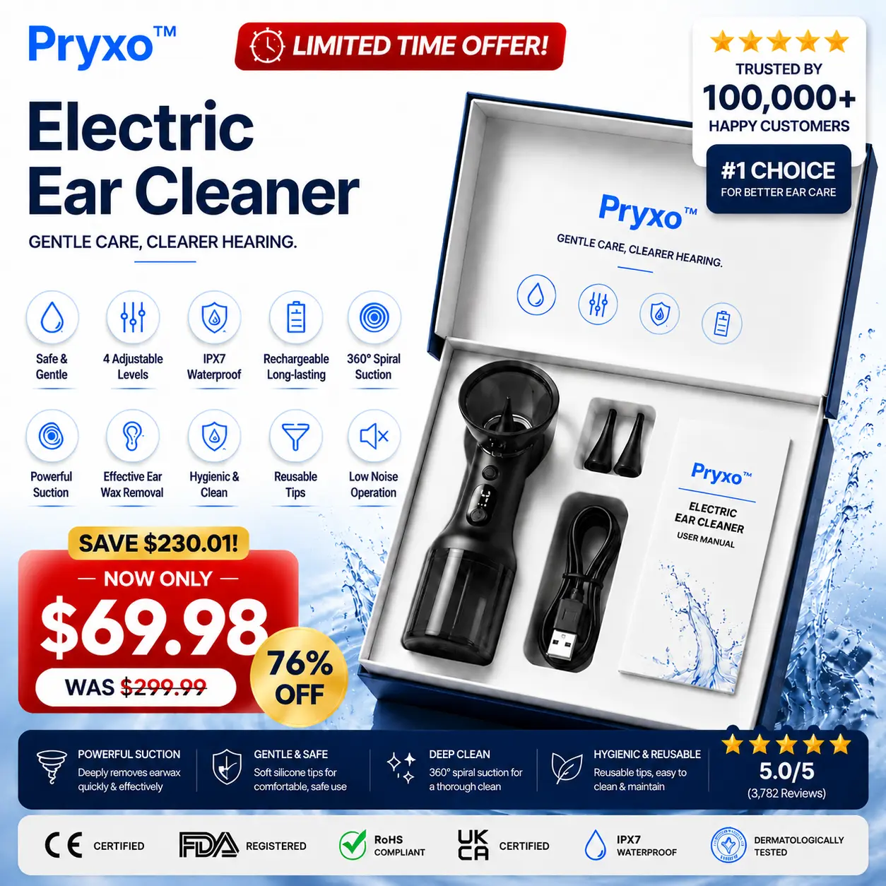 Pryxo™ Electric Ear Cleaner — Keep Your Ears Clean & Hear Every Sound Clearly