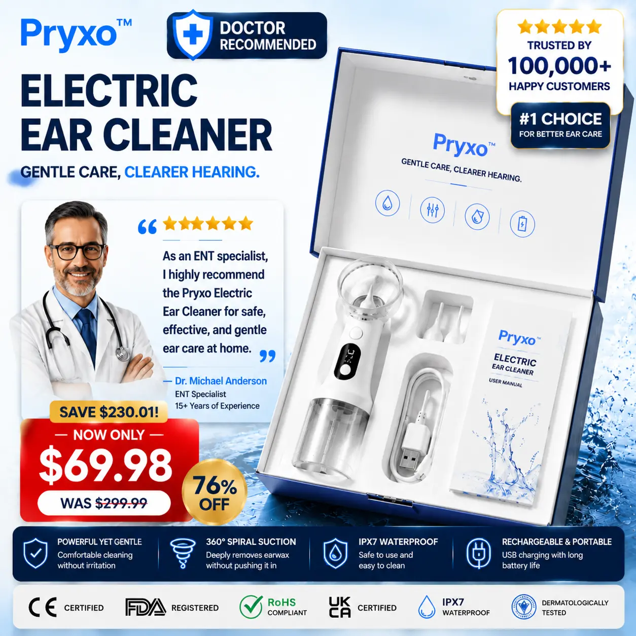 Pryxo™ Electric Ear Cleaner — Keep Your Ears Clean & Hear Every Sound Clearly