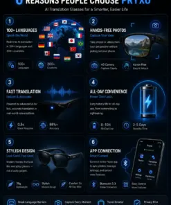 Pryxo™- Smart Glasses-Speak naturally in 100+ languages without taking out your phone