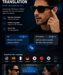 Pryxo™- Smart Glasses-Speak naturally in 100+ languages without taking out your phone
