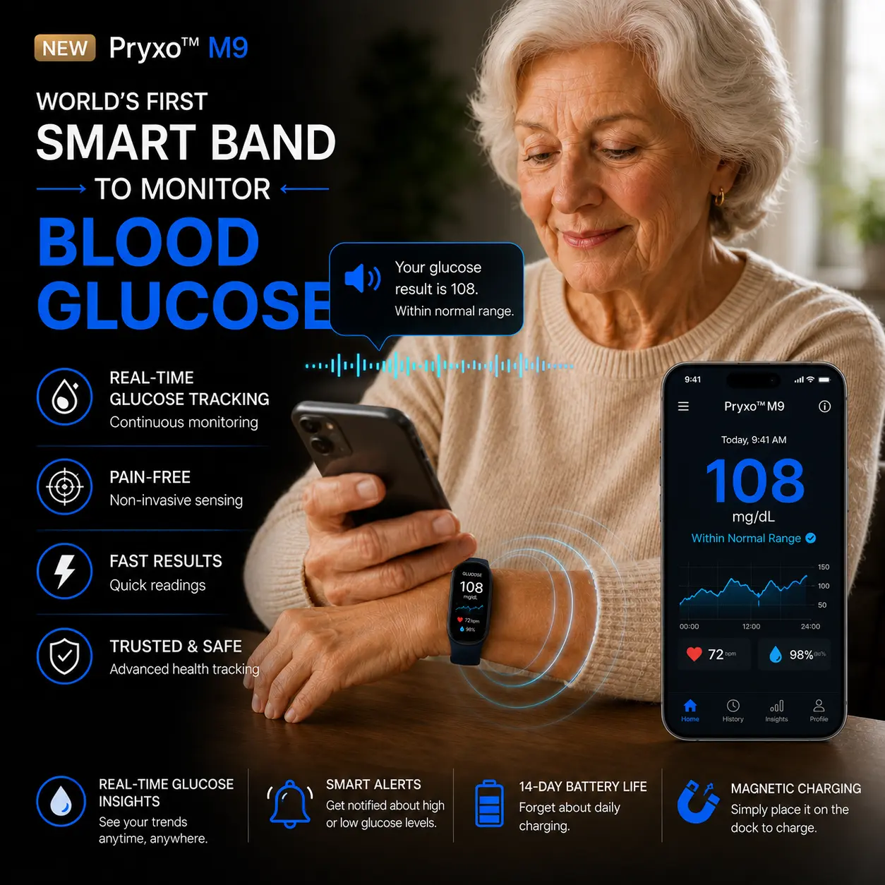 Pryxo™ M9 Non-Invasive Smart Band