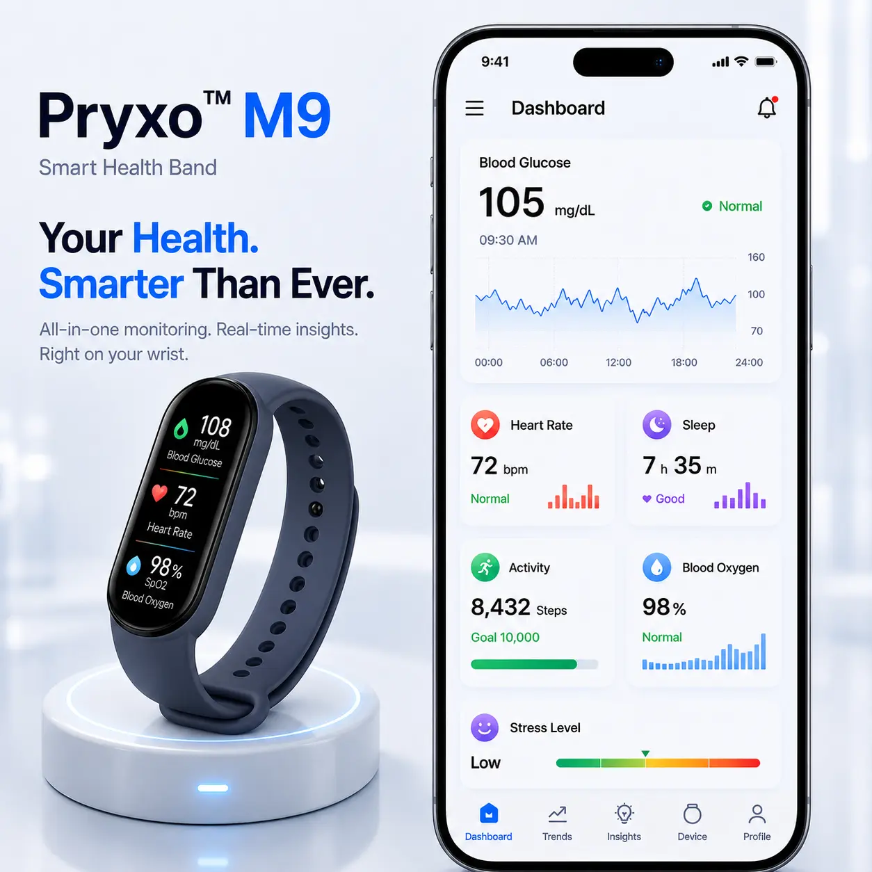 Pryxo™ M9 Non-Invasive Smart Band